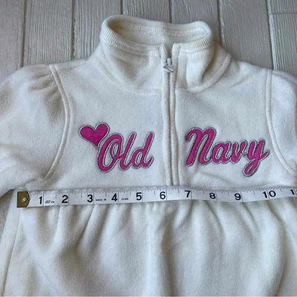 Vintage Old Navy 1/4 Zip Fleece Size 3T White pink - Picture 11 of 12